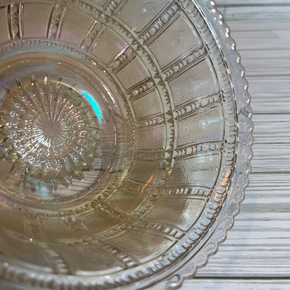 Vintage Lenox Imperial Glass Beaded Block Carnival Glass Bowl #1 Frosted - Picture 6 of 11